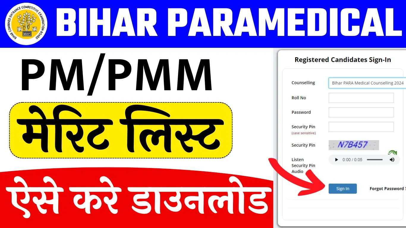 Bihar Paramedical Merit List 2024